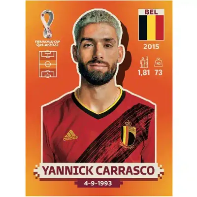 Yannick Carrasco Bel 9-  Pegatina Panini Qatar Copa Mundial 2022