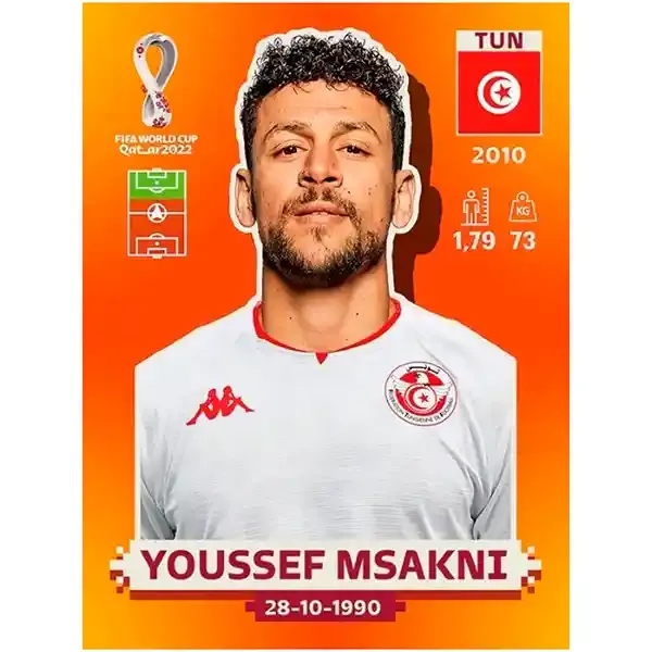 Youssef Msakni Tun 18 -  Pegatina Panini Qatar Copa Mundial 2022