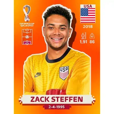 Zack Steffen Usa 3 -Pegatina Panini Qatar Copa Mundial 2022