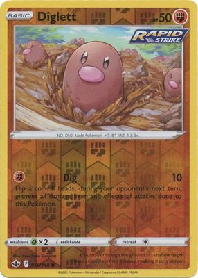 Diglett - 076/198 - Common Reverse Holo Sword &amp; Shield: Chilling Reign Reverse Holo Singles