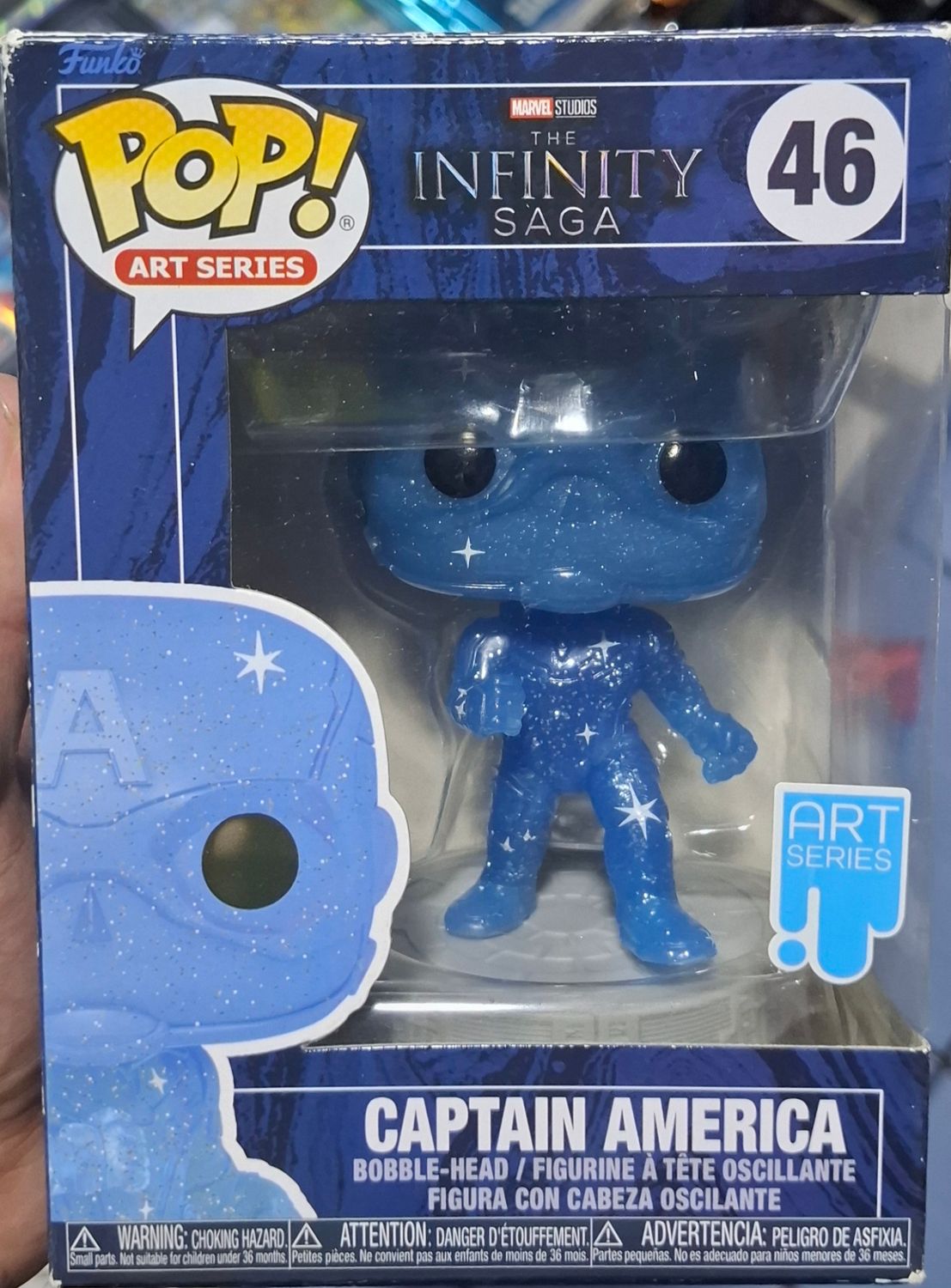 BAF1 Captain America Figura Funko Pop 46 Infinity Saga Art Series Marvel Figura Caja Danada