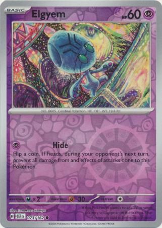 Elgyem - 073/162 - Common Reverse Holo Scarlet &amp; Violet: Temporal Forces Reverse Holo Singles