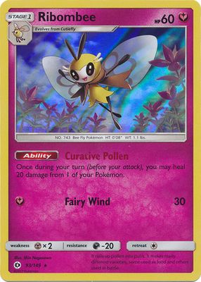 Ribombee - 93/149 - Holo Rare Sun &amp; Moon (Base Set) Singles