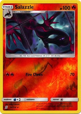 Salazzle - 34/236 - Rare Reverse Holo Sun &amp; Moon: Unified Minds Reverse Holo Singles