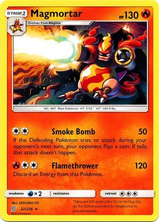 Magmortar - 22/236 - Rare Sun &amp; Moon: Unified Minds Singles