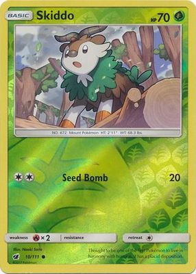 Skiddo - 10/111 - Common Reverse Holo Sun &amp; Moon: Crimson Invasion Reverse Holo Singles