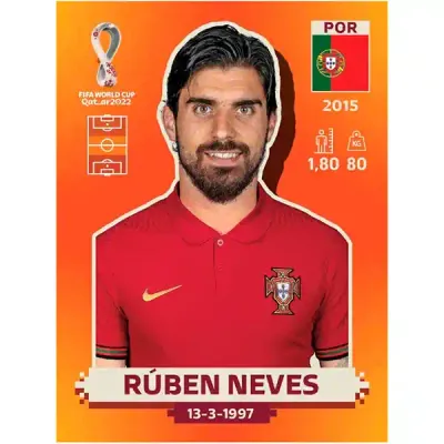 Rúben Neves Por 15, Pegatina Panini Qatar Copa Mundial 2022
