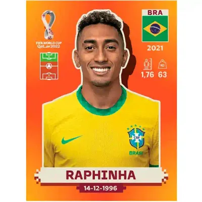 Bra 17 Raphinha, Pegatina Panini Qatar Copa Mundial 2022