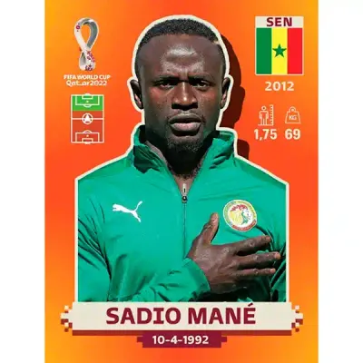 Sadio Mané Sen 18 Pegatina Panini Qatar Copa Mundial 2022