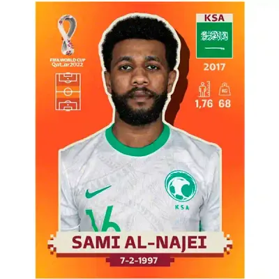 Sami Al-Najei  Ksa 13 Pegatina Panini Qatar Copa Mundial 2022