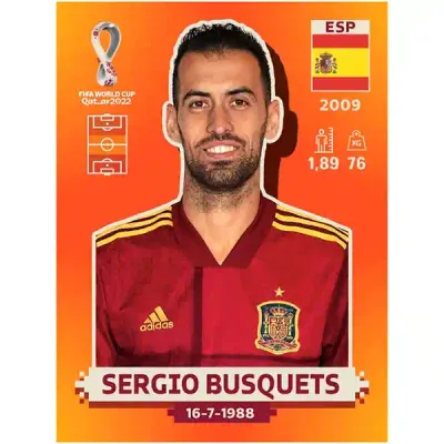 Sergio Busquets Esp 14, Pegatina Panini Qatar Copa Mundial 2022