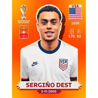 Sergiño Dest Usa 4, Pegatina Panini Qatar Copa Mundial 2022