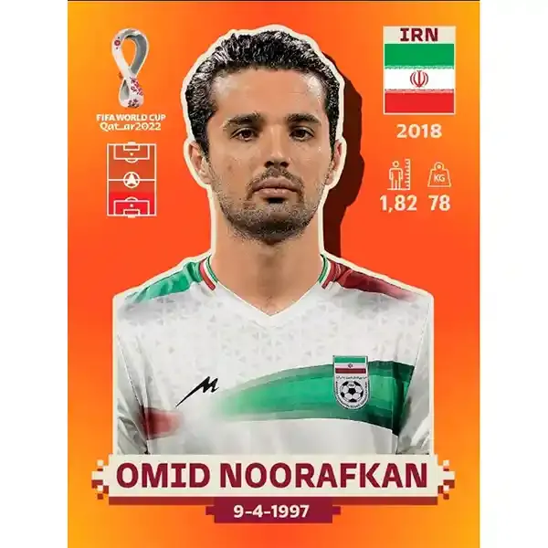 Omid Noorafkan Irn 10, Pegatina Panini Qatar Copa Mundial 2022