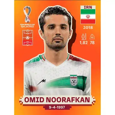 Omid Noorafkan Irn 10, Pegatina Panini Qatar Copa Mundial 2022