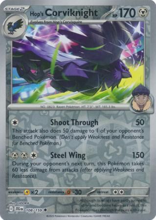 Hop&#39;s Corviknight - 108/159 - Uncommon Reverse Holo Scarlet &amp; Violet: Journey Together Reverse Holo Singles