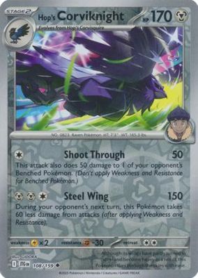 Hop&#39;s Corviknight - 108/159 - Uncommon Reverse Holo Scarlet &amp; Violet: Journey Together Reverse Holo Singles