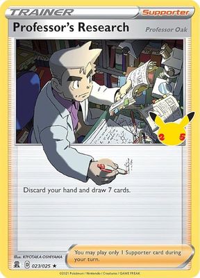 Professor&#39;s Research 023/025 Rare Holo Pokemon Card (Celebrations 25th Anniversary)