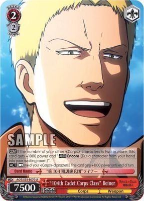 &quot;104th Cadet Corps Class&quot; Reiner - Attack on Titan (AOT/S35) Attack on Titan