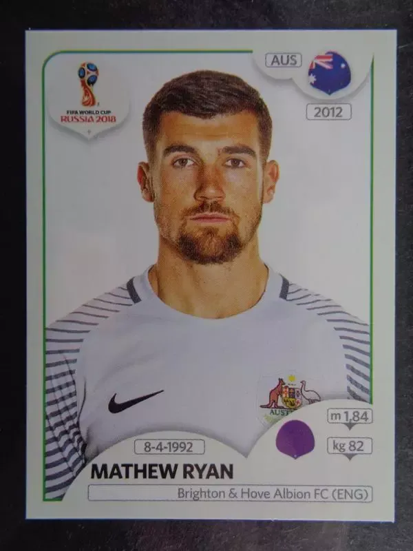 Mathew Ryan Australia No. 214 Panini World Cup 2018 Russia -
