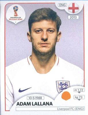 Adam Lallana  2018 Panini World Cup Stickers Russia #586 England Soccer Sticker