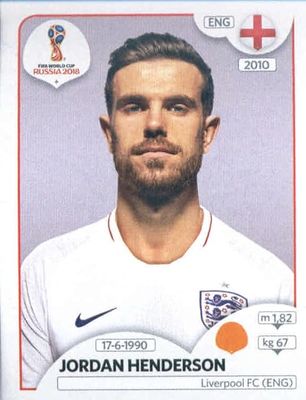 Jordan Henderson 2018 Panini World Cup Stickers Russia #582  England Soccer Sticker