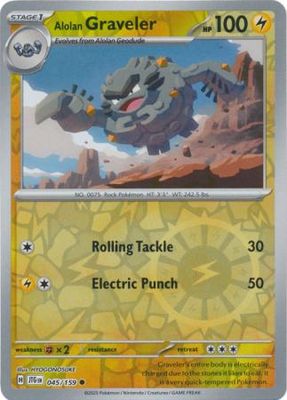 Alolan Graveler - 045/159 - Common Reverse Holo Scarlet &amp; Violet: Journey Together Reverse