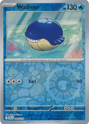 Wailmer - 040/159 - Common Reverse Holo Scarlet &amp; Violet: Journey Together Reverse Holo Singles