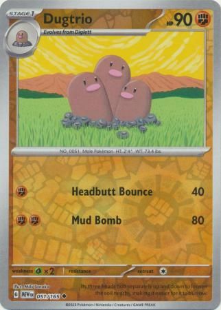 Dugtrio - 051/165 - Uncommon Reverse Holo Scarlet &amp; Violet 151 Reverse Holo Singles