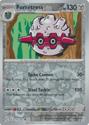 Forretress - 110/162 - Uncommon Reverse Holo Scarlet &amp; Violet: Temporal Forces Reverse Holo Singles