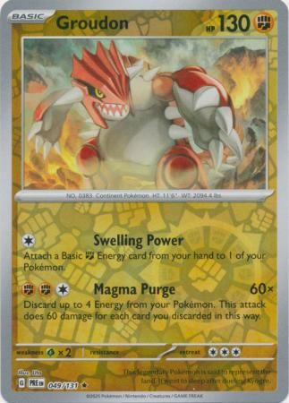 Groudon - 049/131 - Reverse Holo Rare Scarlet &amp; Violet: Prismatic Evolutions Reverse Holo Singles