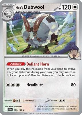 Hop&#39;s Dubwool - 136/159 - Rare Holo  Scarlet &amp; Violet: Journey Together Singles