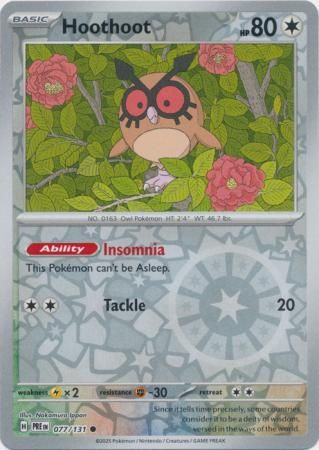 Hoothoot - 077/131 - Common Reverse Holo Scarlet &amp; Violet: Prismatic Evolutions Reverse Holo Singles