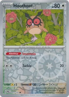 Hoothoot - 077/131 - Common Reverse Holo Scarlet &amp; Violet: Prismatic Evolutions Reverse Holo Singles