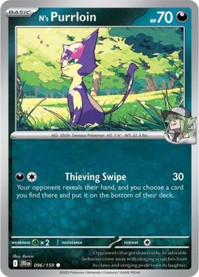 N&#39;s Purrloin - 096/159 - Common Scarlet &amp; Violet: Journey Together Singles