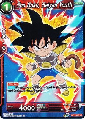 Son Goku, Saiyan Youth - BT11-008 - Foil Uncommon/ Pre-realease  UW Series 2: Vermilion Bloodline Foil Singles