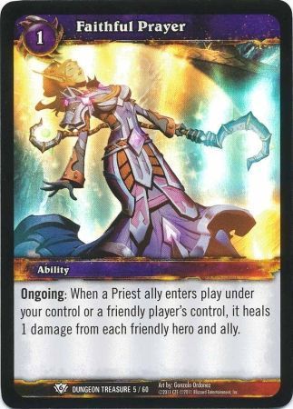 Faithful Prayer - Dungeon Treasure 5/60 - Common Foild WoW: Dungeon Deck Treasure Pack Singles