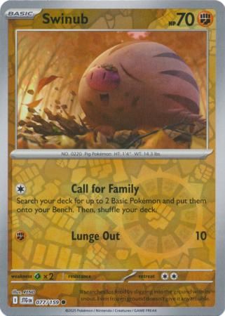 Swinub - 077/159 - Common Reverse Holo Scarlet &amp; Violet: Journey Together Reverse Holo Singles