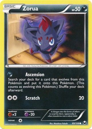 Zorua - 69/108 - Common Black &amp; White 5: Dark Explorers Singles