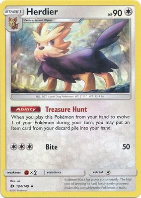 Herdier - 104/149 - Uncommon Sun &amp; Moon (Base Set) Singles