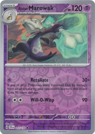 Alolan Marowak - 057/159 - Uncommon Reverse Holo Scarlet &amp; Violet: Journey Together Reverse Holo Singles