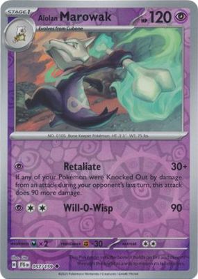 Alolan Marowak - 057/159 - Uncommon Reverse Holo Scarlet &amp; Violet: Journey Together Reverse Holo Singles
