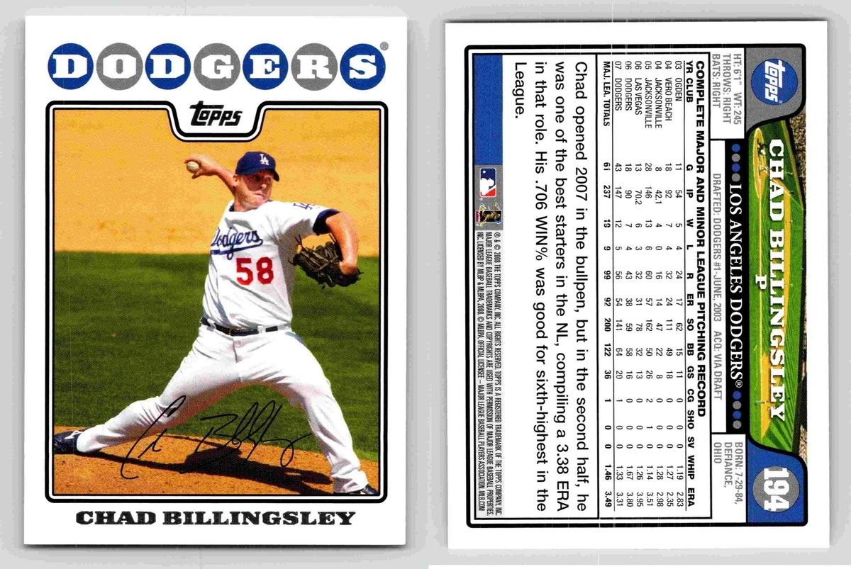 Chad Billingsley 194 Baseball Card