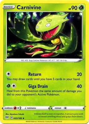 Carnivine - 005/189 - Uncommon Sword &amp; Shield: Darkness Ablaze Singles