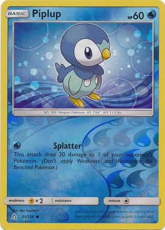 Piplup - 31/156 - Common Reverse Holo Sun &amp; Moon: Ultra Prism Reverse Holo Singles