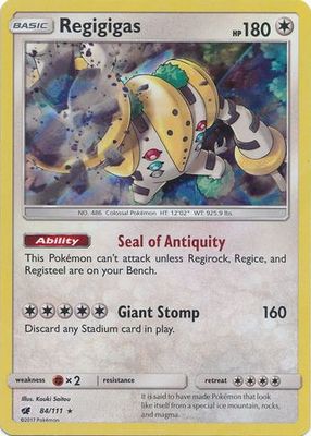 Regigigas - 84/111 - Holo Rare Sun &amp; Moon: Crimson Invasion Singles (Espanol)