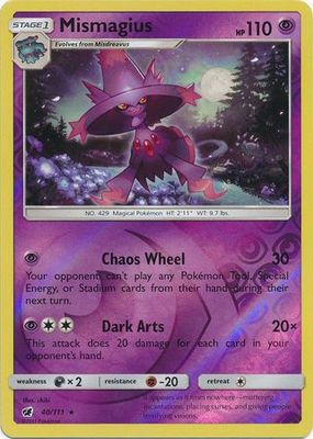 Mismagius - 40/111 - Rare Reverse Holo Sun &amp; Moon: Crimson Invasion Reverse Holo Singles