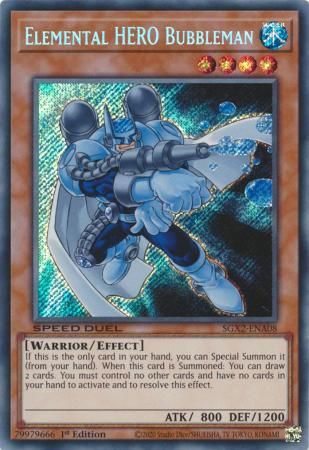 Elemental HERO Bubbleman - SGX2-ENA08 - Secret Rare 1st Edition Speed Duel GX: Midterm Paradox Box Singles