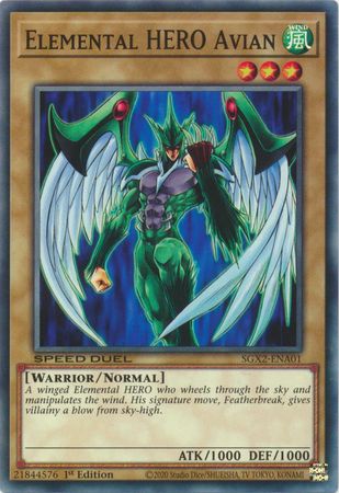Elemental HERO Avian - SGX2-ENA01 - Common 1st Edition Speed Duel GX: Midterm Paradox Box Singles