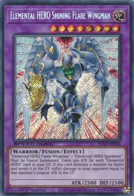 Elemental HERO Shining Flare Wingman - SGX3-ENI25 - Secret Rare 1st Edition Speed Duel GX: Duelists of Shadows Singles