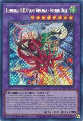 Elemental HERO Flame Wingman - Infernal Rage - BLMR-EN012 - Secret Rare 1st Edition Monstrous Revenge 1st Edition Singles